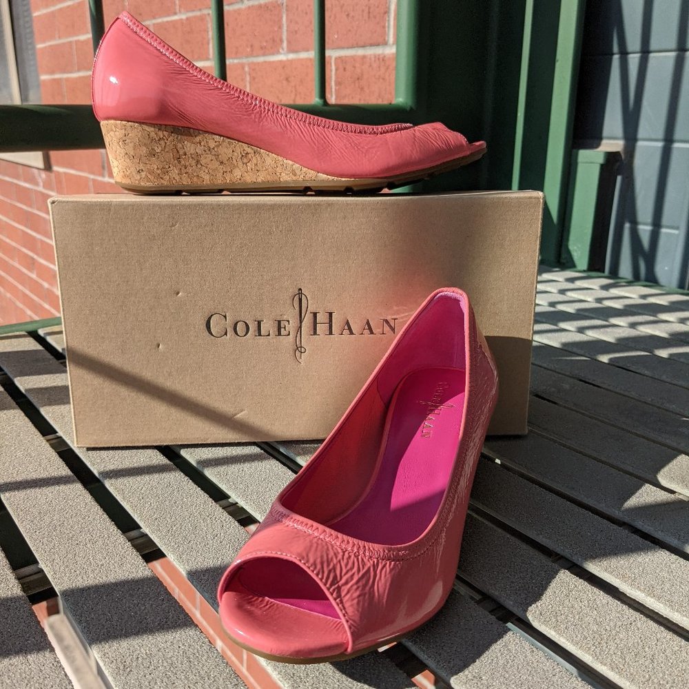 Cole Haan Shrimp Patent Leather & Cork Wedge